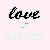 16 identical 'love' text icons with varying animated sparkles and color variations on the background
