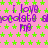 Pink background with green star pattern and purple text repeating "I love chocolate" in pixelated font.