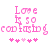 Pixelated pink text "Love is so confusing" with heart symbols and star-like shapes, displayed in two identical frames side-by-side.