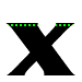 Five black X shapes on gray background with green dot patterns filling sections in sequence.