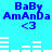 Blue pixelated text 'BaBy AmAnDa <3' on cyan background with white horizontal bars, repeated in two