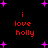 Red text 'i love holly' on black background with purple star shapes, animated to change position and size of stars.