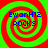 Four identical display red and green spiral patterns with blue text reading 'EwonH12 ROCKS' in pixelated font