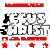 Pixelated graphic with 'JESUS CHRIST' text, red bars, and stars on white background; two identical side-by-side