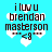 Pixelated icon with cyan background, white hearts, and text reading 'iluvu brendan masterson' with '<8' symbol, showing animation changes in heart positions and text clarity.