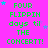 Bright pink background with green pixelated text reading 'FOUR FLIPPIN days til THE CONCERT!' repeated in a , surrounded by small blue and purple stars