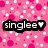 Pink background with white and pink dots; black text boxes with 'singlee' and 'luvin it' containing heart symbols, and 'and' text.