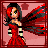 Animated contact sheet of a pixel-art character in red dress with black wings performing actions against pink background, ending with 'Magical' text.