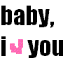 Static 100x100 pixel buddy icon featuring black text and a pink heart symbol on white background.