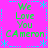 Bright pink background with cyan dashed lines and star shapes forming a , displaying green text "We Love You Cameron" in four identical quadrants