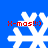 Four white snowflake icons on a blue background, each with red text reading 'X-mas!:)'.