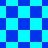 A static pixel art pattern featuring alternating blue and cyan squares in a checkerboard arrangement with diamond-shaped blue elements below.