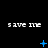 Pixelated blue star-like shapes animate against a black background with repeated 'save ite' text in white.