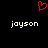 Red pixelated heart symbol above two identical white text labels on black background.