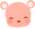 Two pixelated pink animal faces with rounded ears, brown eyes and noses, and rosy cheeks displayed side-by-side on a gray background.