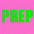 A split-screen animated contact sheet showing two frames of a pixelated green text "PREP" on contrasting backgrounds, with the left frame having pink dotted background and right frame solid blue background.