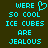 Pixelated cyan text on dark green background with heart symbol replacing 'E' in 'WERE', repeated twice side-by-side.