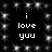 Black background with white pixelated text 'i love yuu' repeated in four quadrants, surrounded by scattered white star-like sparkles.
