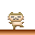 Pixel art contact sheet showing a 7-frame animation of a cartoon hedgehog character in various poses on brown platforms against gray background.