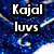Blue glittery background with white curved lines; two people's faces in separate sections, text labels above each face.