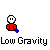 Pixel art character in red shirt with white face and black eyes, surrounded by blue star particles against gray background.
