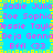 Pixelated text names in pink and yellow on a bright blue background with repeating patterns.