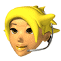 Yellow-haired character with headset showing multiple facial expressions in a
