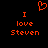 Red pixelated text and a heart symbol on black background, with 'I love Steven' repeated twice.