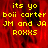 Yellow pixelated text on a red background with a gray section, displaying phrases like 'its yo boii carter' and 'ROXXS' in a static layout.