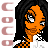 Pixel art contact sheet showing three frames of an animated character with orange skin, black hair, and checkered clothing against a gray background.