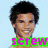 six pixelated images with overlaid text, featuring a person in various poses and a cartoon character, all with green-outlined pink text