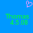 Blue background with pink pixelated heart symbol above green text reading "Thomas 4.5.08" in two identical side-by-side arrangements.