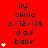 Red background displays repeated text blocks with changing heart counts, each block containing 'ily', 'olivia', '3/12/08', 'a.a.f', and 'babe' in black pixelated font.