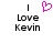 A pixelated image with black text reading 'Love Kevin' and a pink heart symbol above the left side of the text.