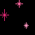 Pixelated pink starburst shapes on a black background in an animated contact sheet format.