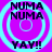 A vibrant purple background with four identical cyan concentric circles, each containing 'NUMA NUMA' text above and 'YAY!!' below in bold black letters.