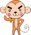 A 3x3 grid of nine cartoon monkey buddy icons with varying poses and expressions, each holding a yellow object with red text on gray background.