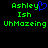 Green pixelated text on black background with blue heart symbol replacing 'y' in Ashley, repeated across two