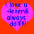 A heart-shaped icon with blue text on a pink heart against a red background, displaying 'i love u 4ever& always dd !!!!' with a pixelated appearance.