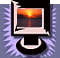 Six computer monitor icons arranged in two , each displaying a distinct pixelated image with no visible text or animation changes