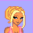 Pixel art contact sheet showing three frames of a cartoon character in pink attire with visible text labels below each frame on a light purple background.