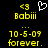 Yellow pixelated text and symbols on black background with a white heart outline above the name.