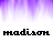 Animated sequence showing the name 'madison' in black and purple text with changing decorative elements below it against a white background.