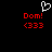 Pixelated red text and symbols on black background with white heart outline above left text block.