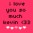 A pink background displays black text reading "i love you so much kevin (33)" with five white and light pink heart symbols below, where the third heart changes from white to light pink between observations.