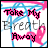 Animated contact sheet of a 48x48 pixel buddy icon showing sequential frames with text "Take My Breath Away" and pink breast cancer awareness ribbon elements on blue line art background.