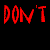 Two identical cartoon monkeys with brown bodies, black shorts, and red splatters on their torsos stand side-by-side under bold red text reading "DON'T JUGGLE CHAIN-SAWS" against a black background.