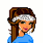 Pixelated 48x48 static icon of a cartoon woman with brown hair, white headband, and blue top against transparent background.