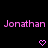 Pixelated pink text 'Jonathan' appears twice on a black background with two pixelated pink hearts below.