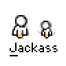 Animated contact sheet of pixel art buddy icons showing a character with changing facial expressions and poses across 21 frames, including one frame with text bubble "Get back here".
